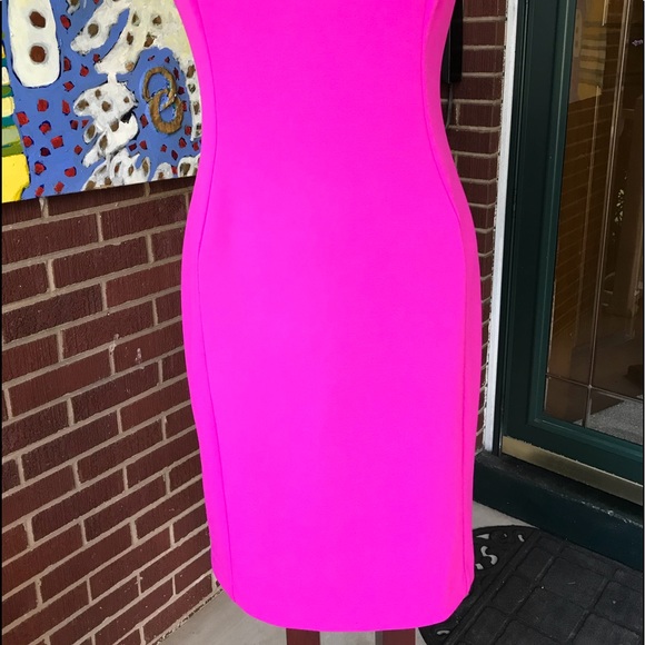Calvin Klein Bright Pink Dress with Gold Chain - Picture 7 of 7